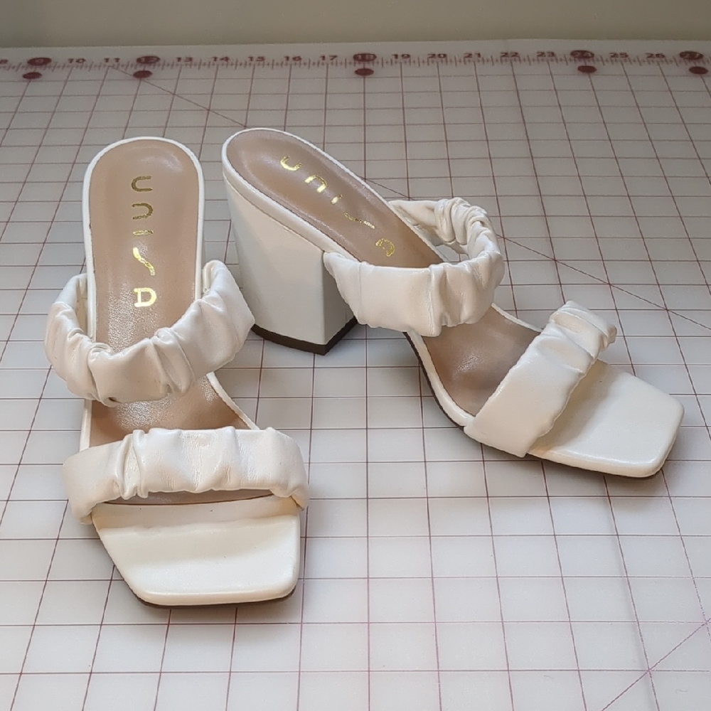 Unisa Cream Ruffled Mules